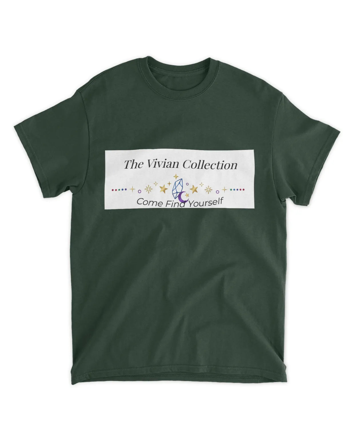 Navy blue t-shirt with 'The Vivian Collection' logo on a white background