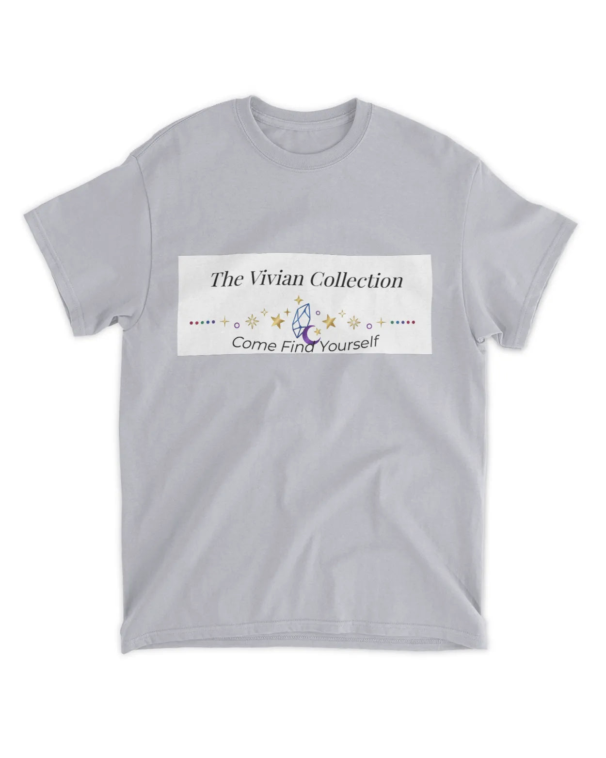 Gray t-shirt with 'The Vivian Collection' logo and text on a white background